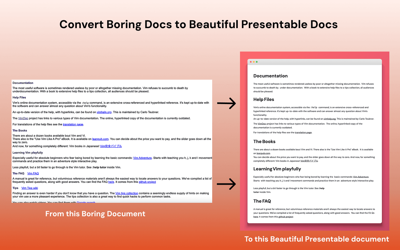 Convert Boring Docs to Beautiful Presentable Docs